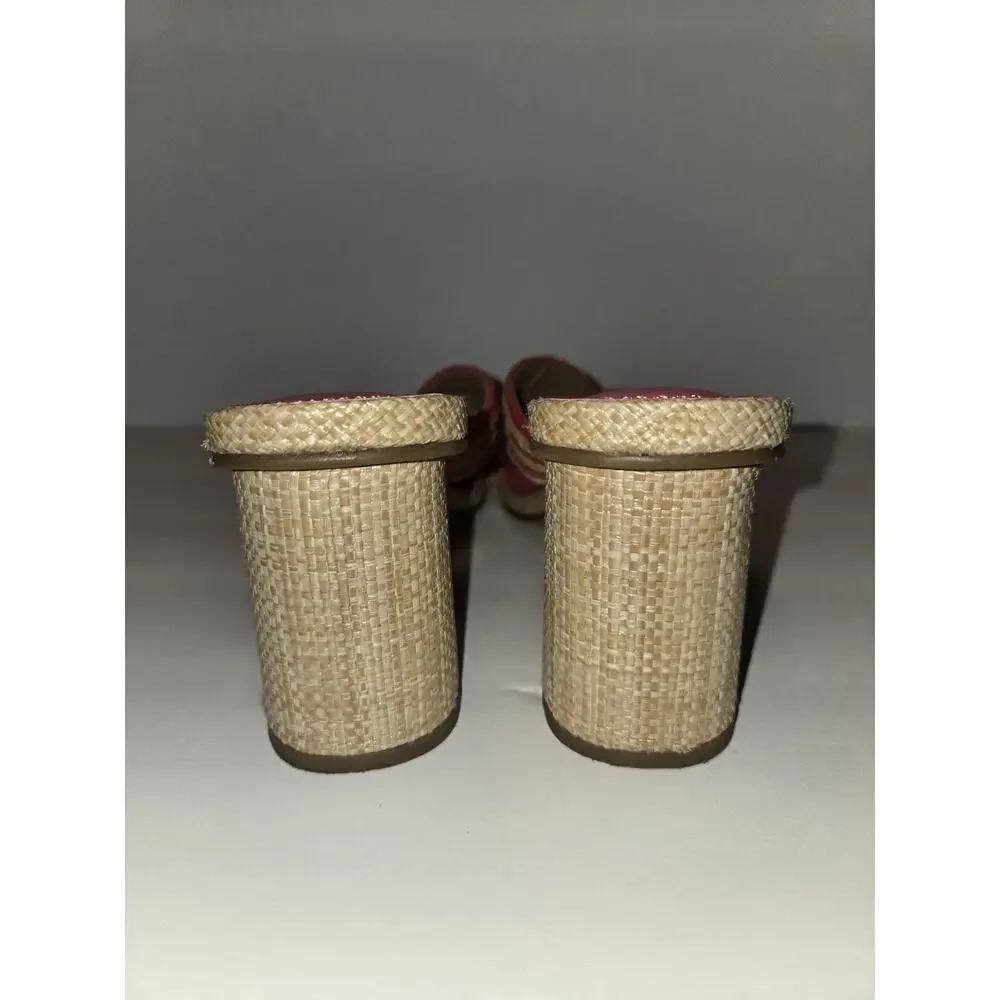 Dolce Vita Haady US Womens Size 7.5 Pink Espadrille Woven Rattan Block Heel